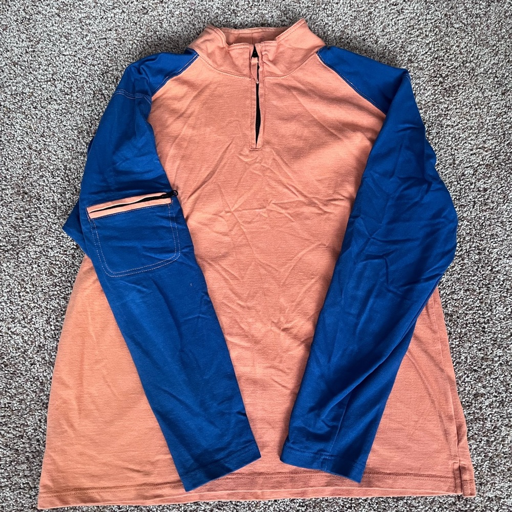 Vintage The Territory Ahead‎ Orange and Blue Quarter Zip Long Sleeve Shirt